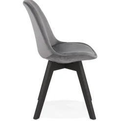 Chaise en velours gris 'JOE' avec structure en bois noir