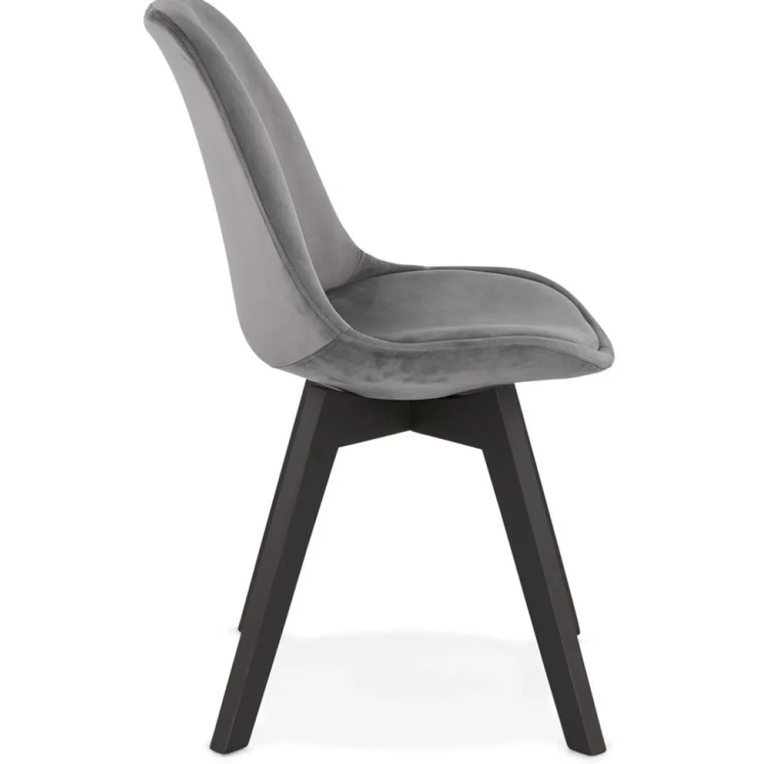 Chaise en velours gris 'JOE' avec structure en bois noir