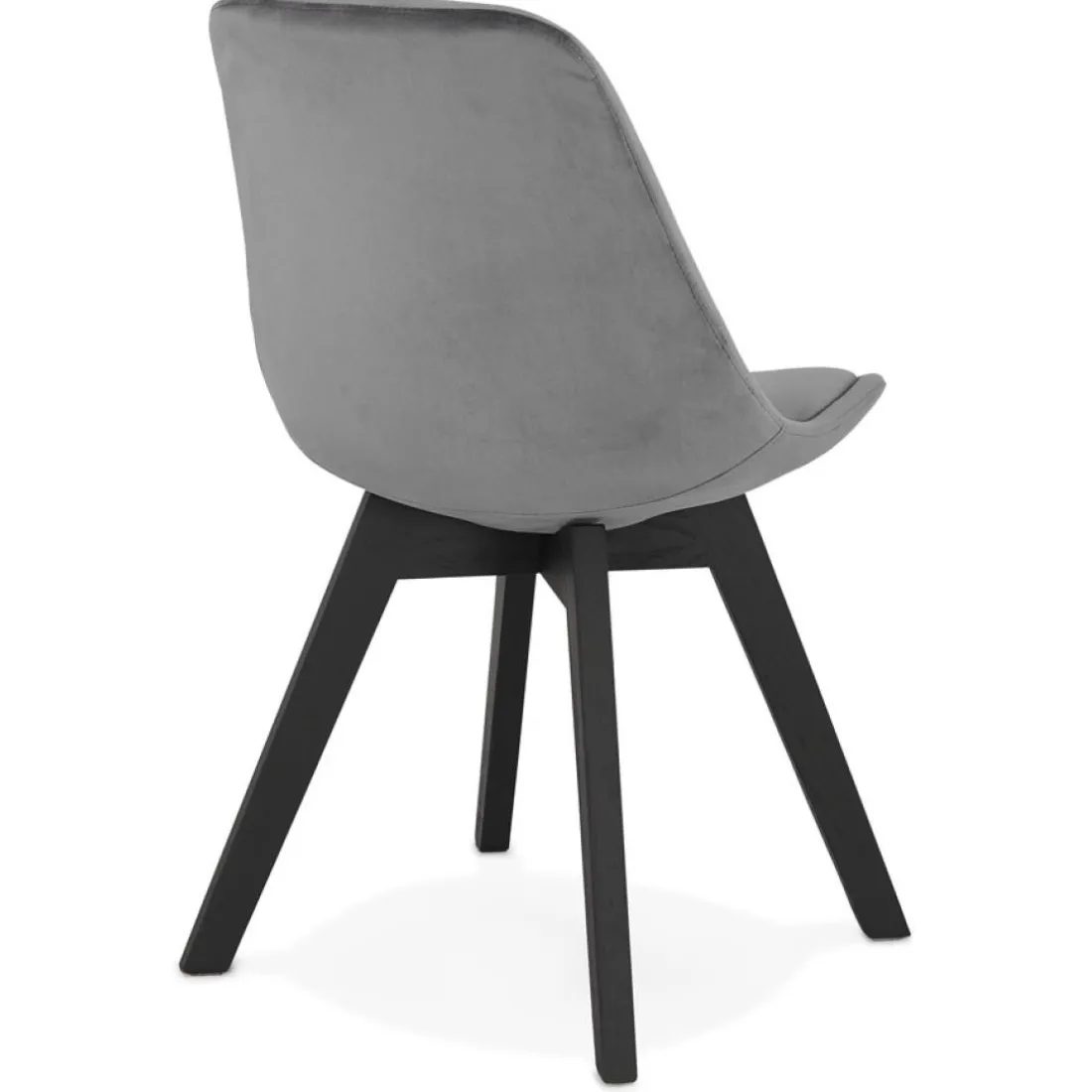 Chaise en velours gris 'JOE' avec structure en bois noir