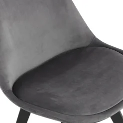 Chaise en velours gris 'JOE' avec structure en bois noir