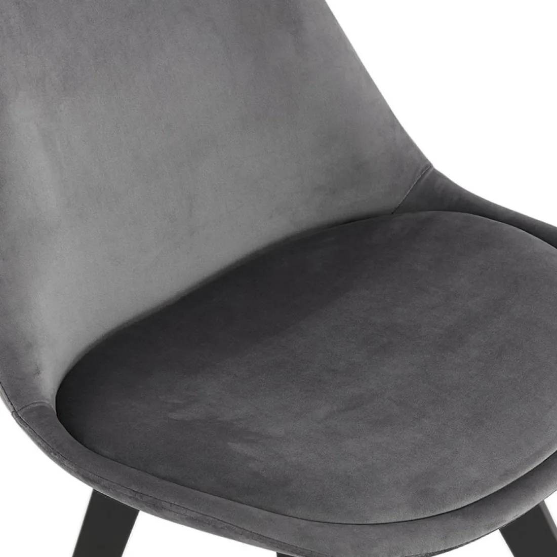 Chaise en velours gris 'JOE' avec structure en bois noir