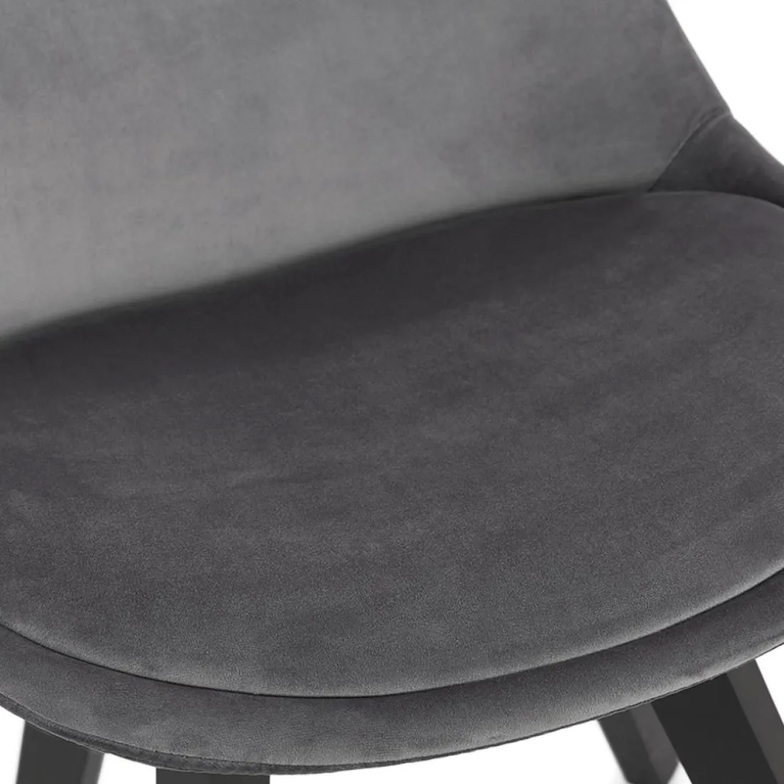 Chaise en velours gris 'JOE' avec structure en bois noir