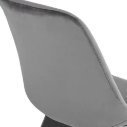 Chaise en velours gris 'JOE' avec structure en bois noir