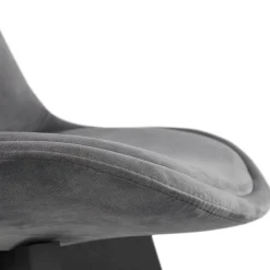 Chaise en velours gris 'JOE' avec structure en bois noir