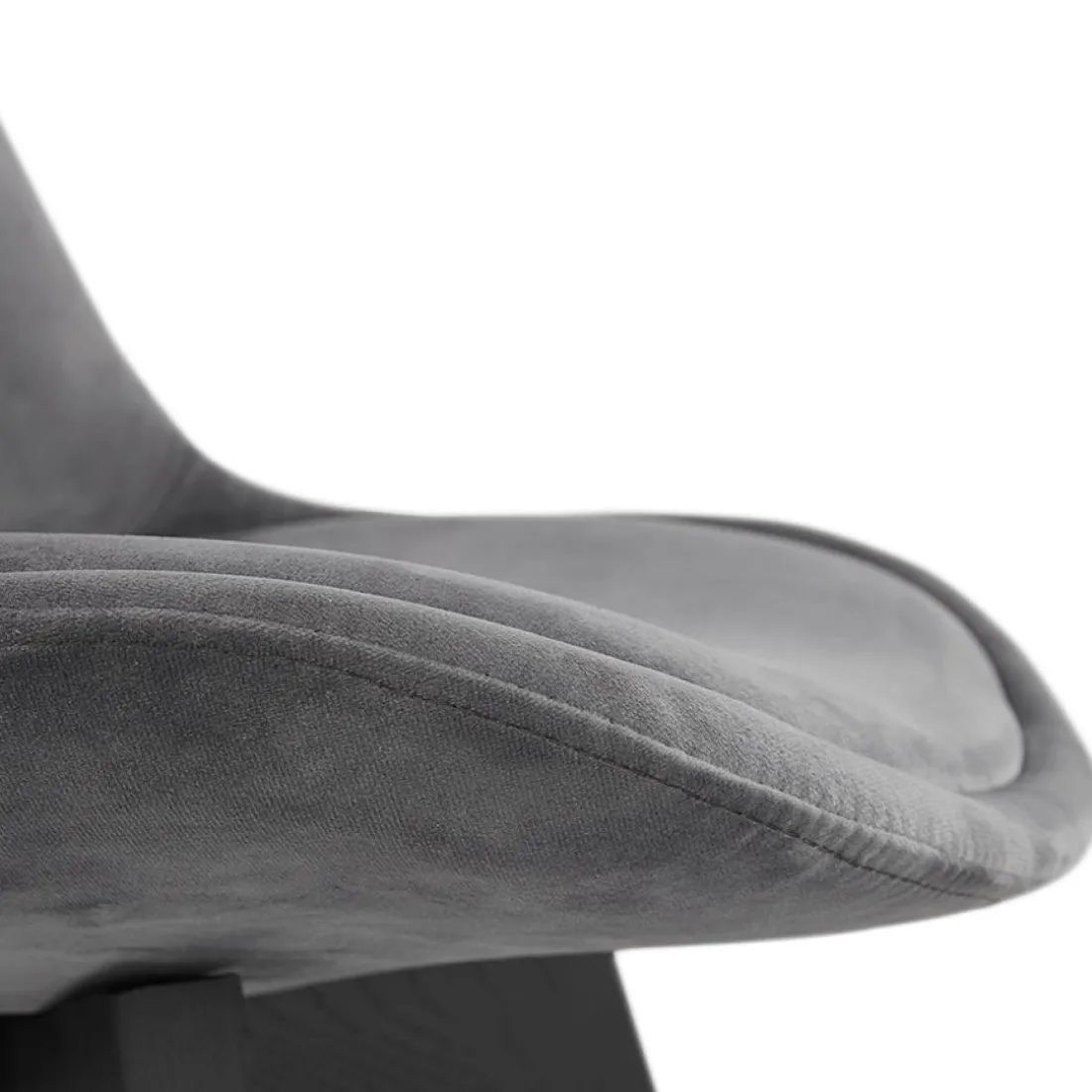 Chaise en velours gris 'JOE' avec structure en bois noir