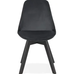 Chaise en velours noir 'JOE' avec structure en bois noir