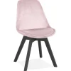 Chaise en velours rose 'JOE' avec structure en bois noir