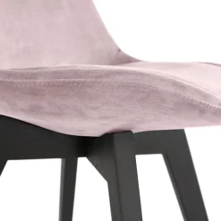 Chaise en velours rose 'JOE' avec structure en bois noir