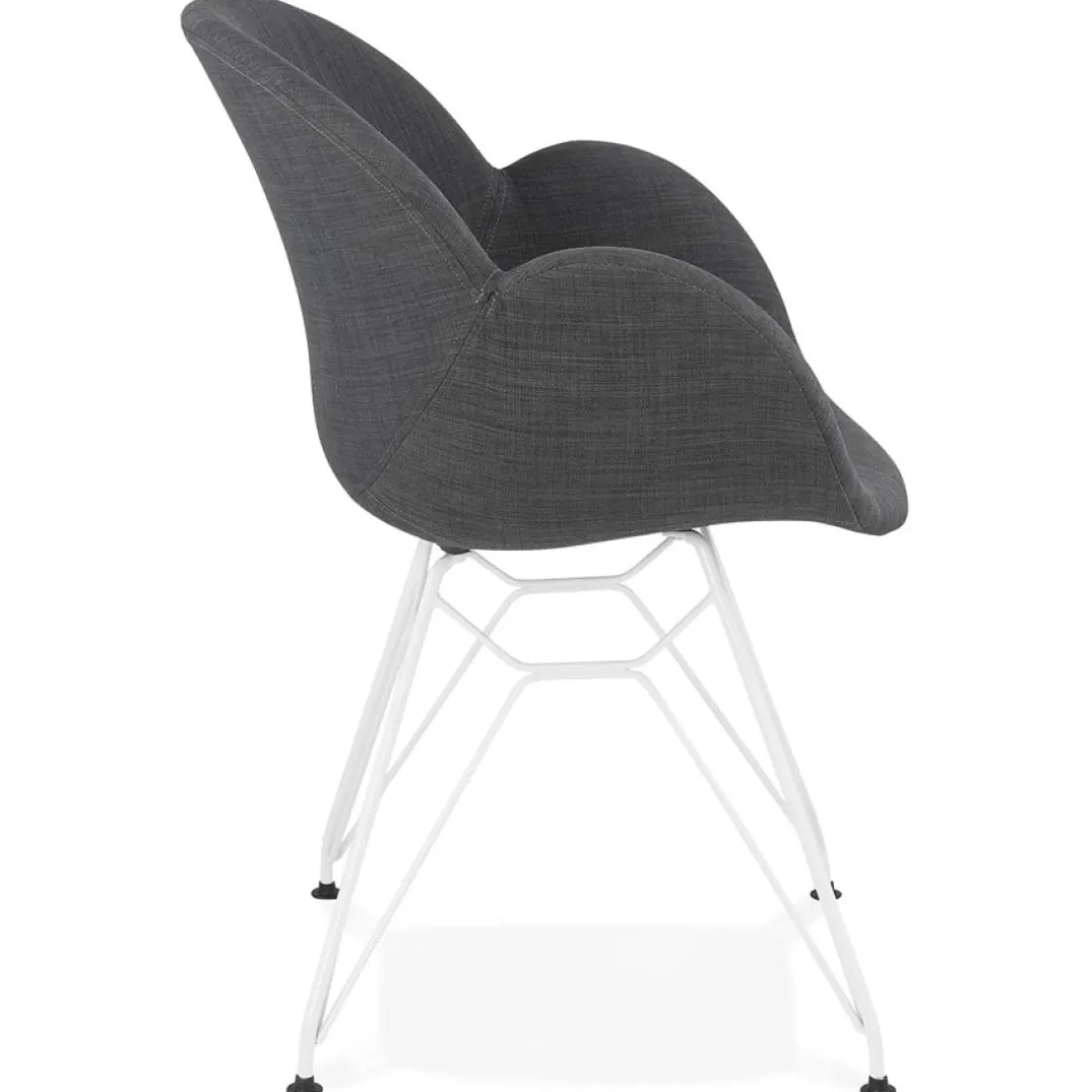 Chaise moderne 'ATOL' en tissu gris foncé avec pieds en métal blanc