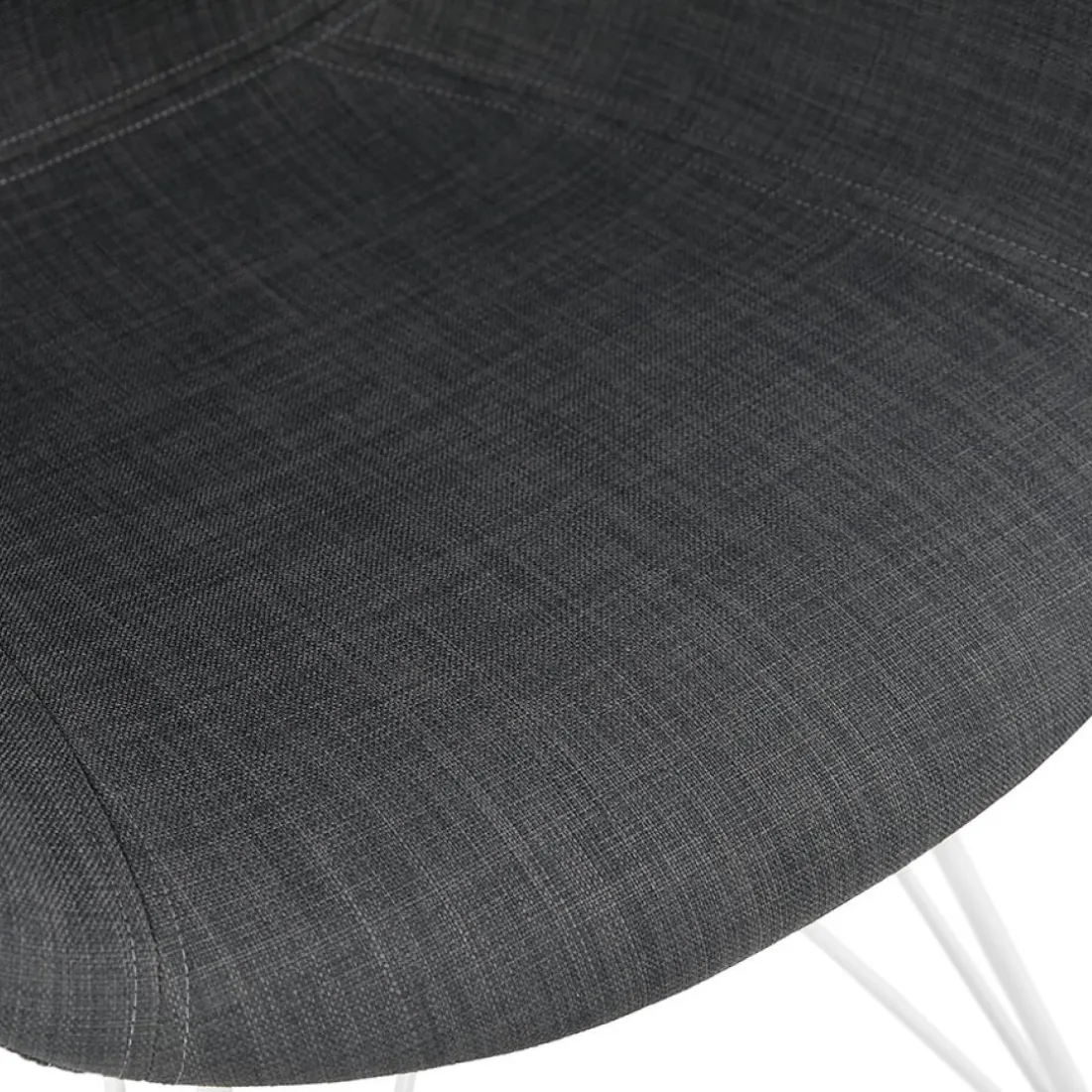 Chaise moderne 'ATOL' en tissu gris foncé avec pieds en métal blanc