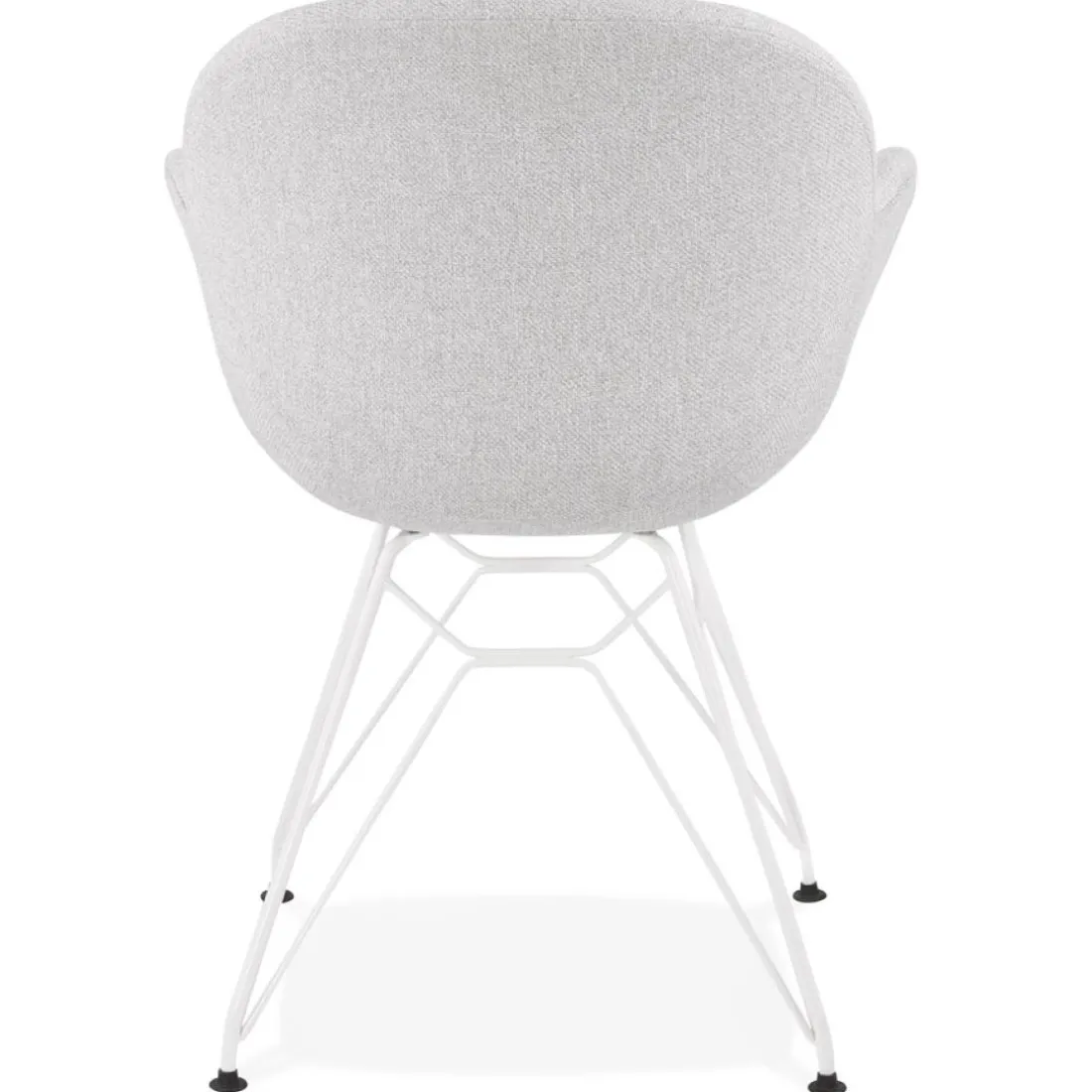 Chaise moderne 'ATOL' en tissu gris clair avec pieds en métal blanc