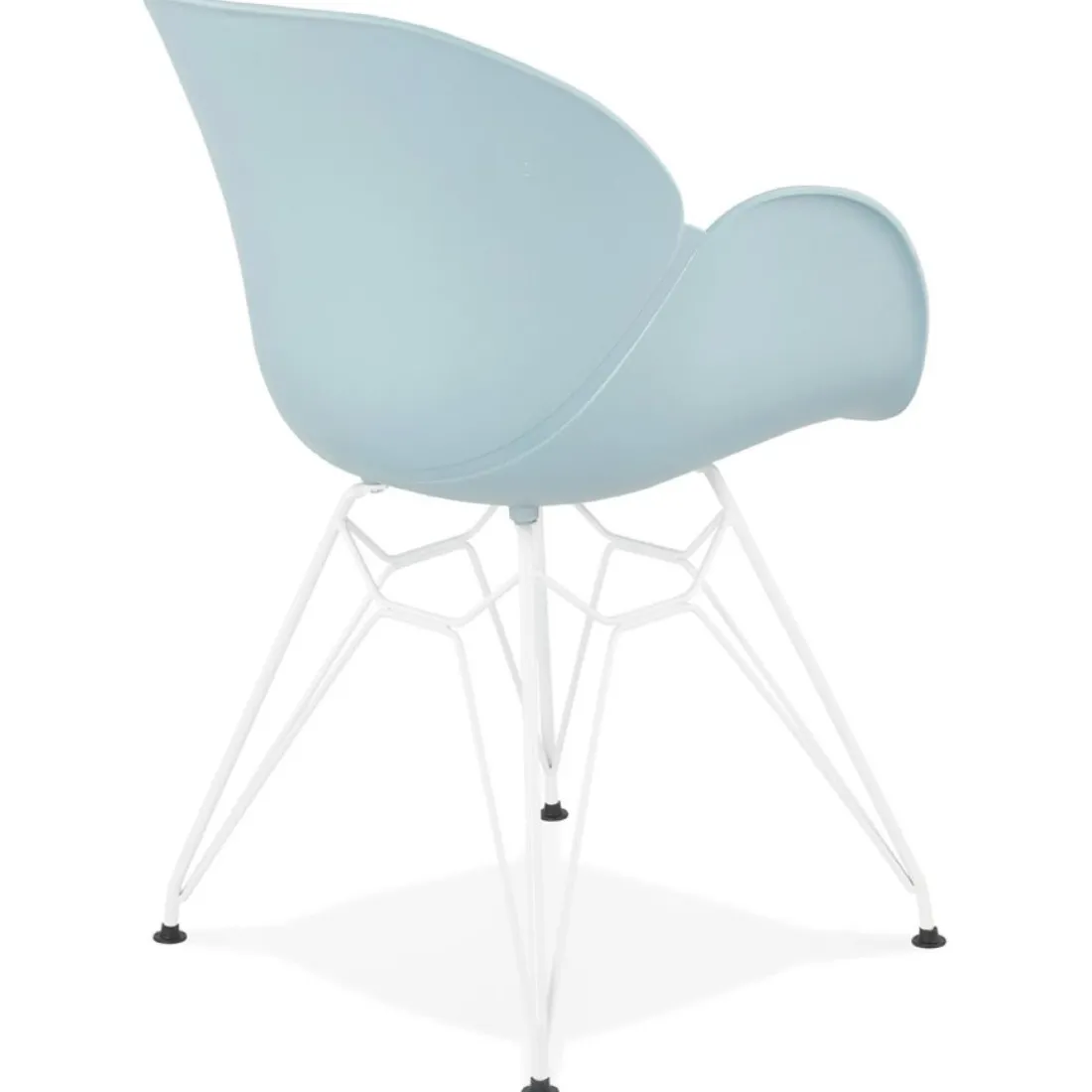 Chaise moderne 'FIDJI' bleue avec pieds en métal blanc