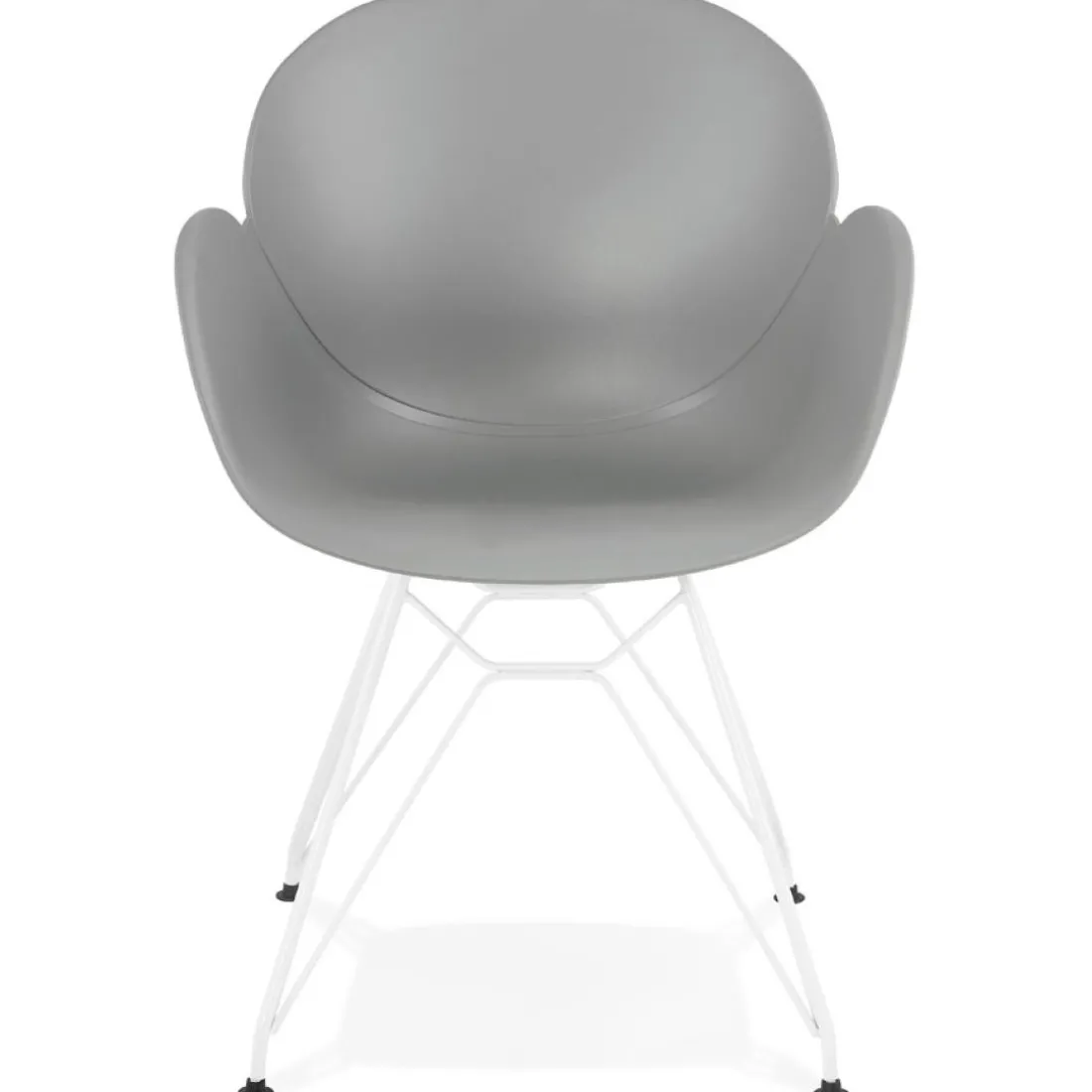 Chaise moderne 'FIDJI' grise avec pieds en métal blanc