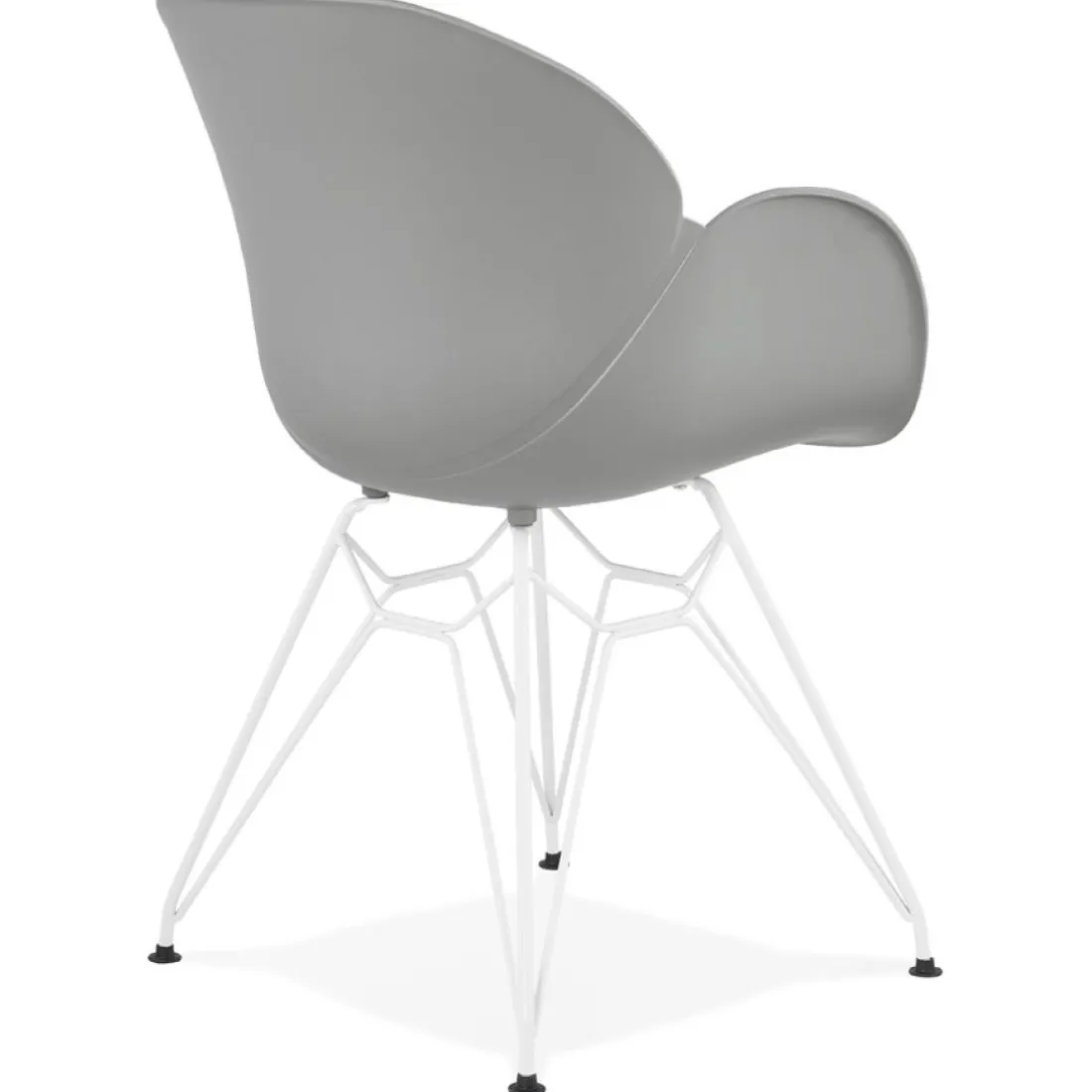 Chaise moderne 'FIDJI' grise avec pieds en métal blanc