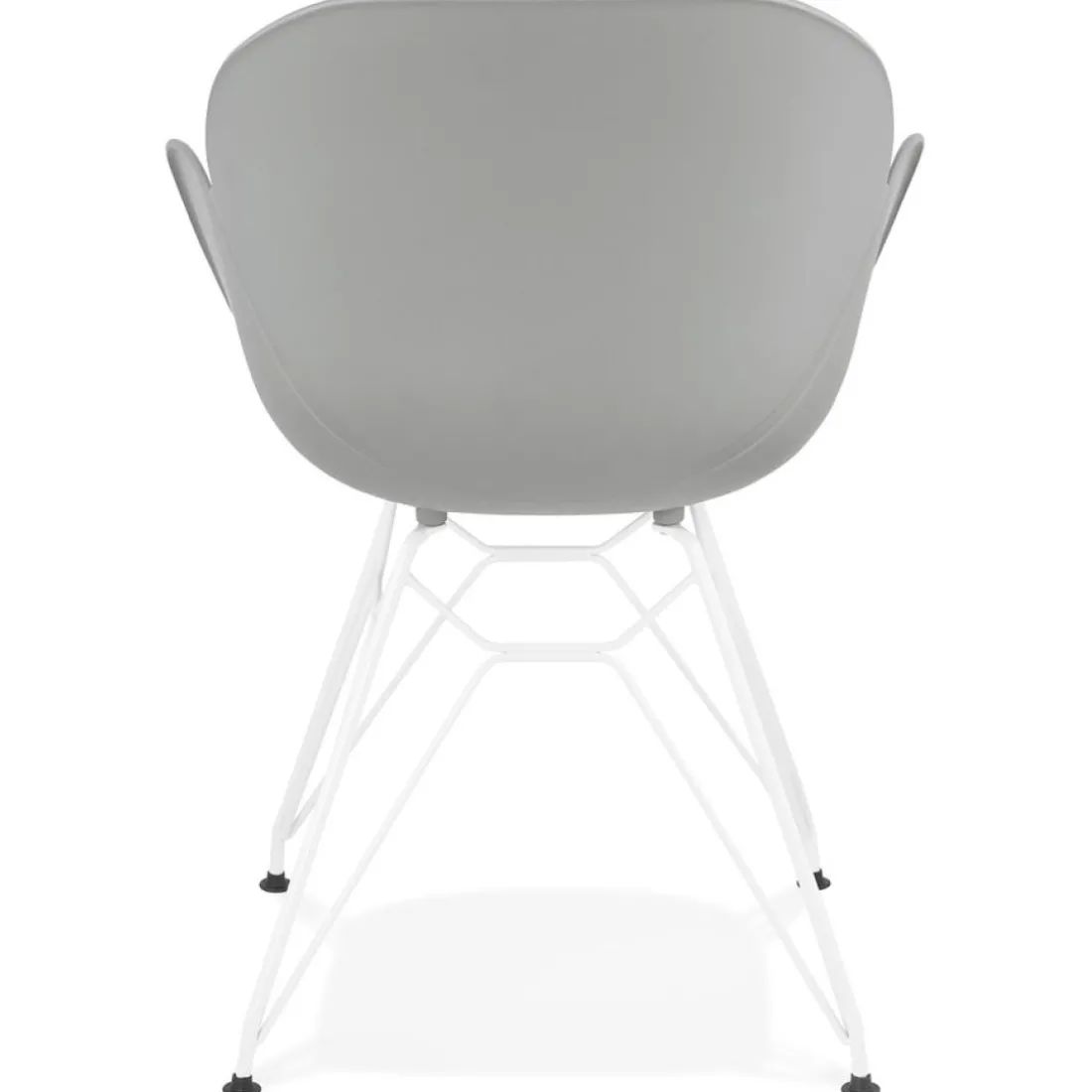 Chaise moderne 'FIDJI' grise avec pieds en métal blanc