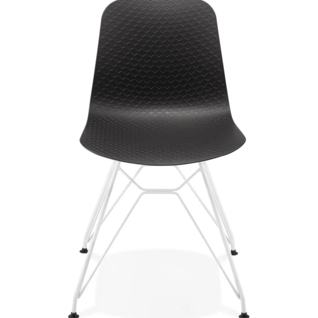 Chaise moderne 'GAUDY' noire avec pied en métal blanc