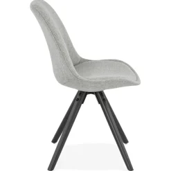 Chaise moderne 'HIPHOP' en tissu gris et pieds en bois noir