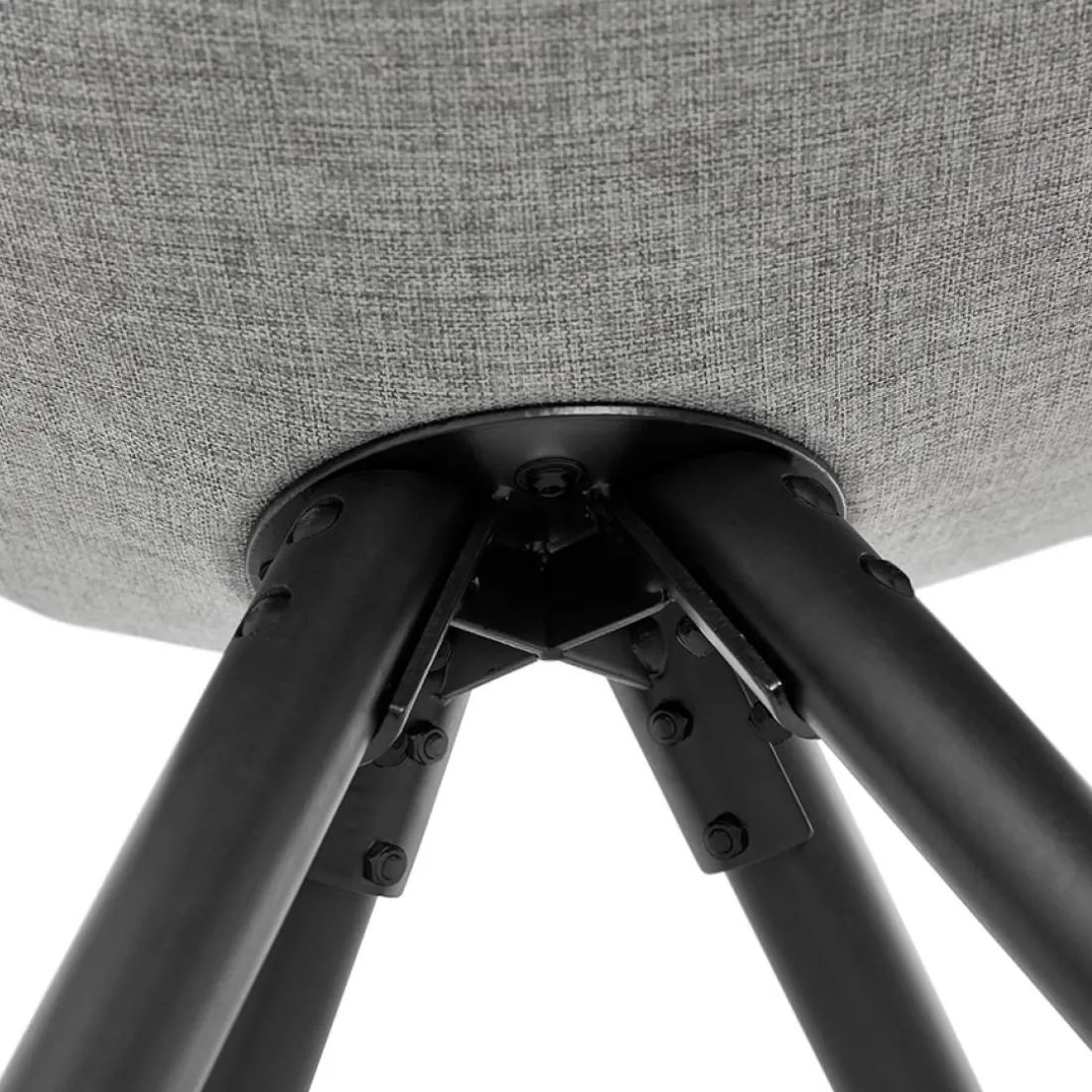 Chaise moderne 'HIPHOP' en tissu gris et pieds en bois noir