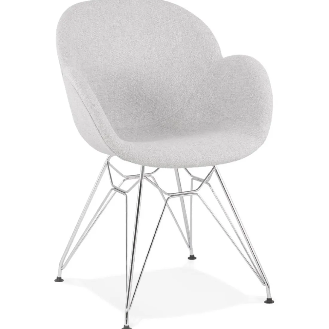 Chaise moderne 'ORIGAMI' en tissu gris clair avec pieds en métal chromé