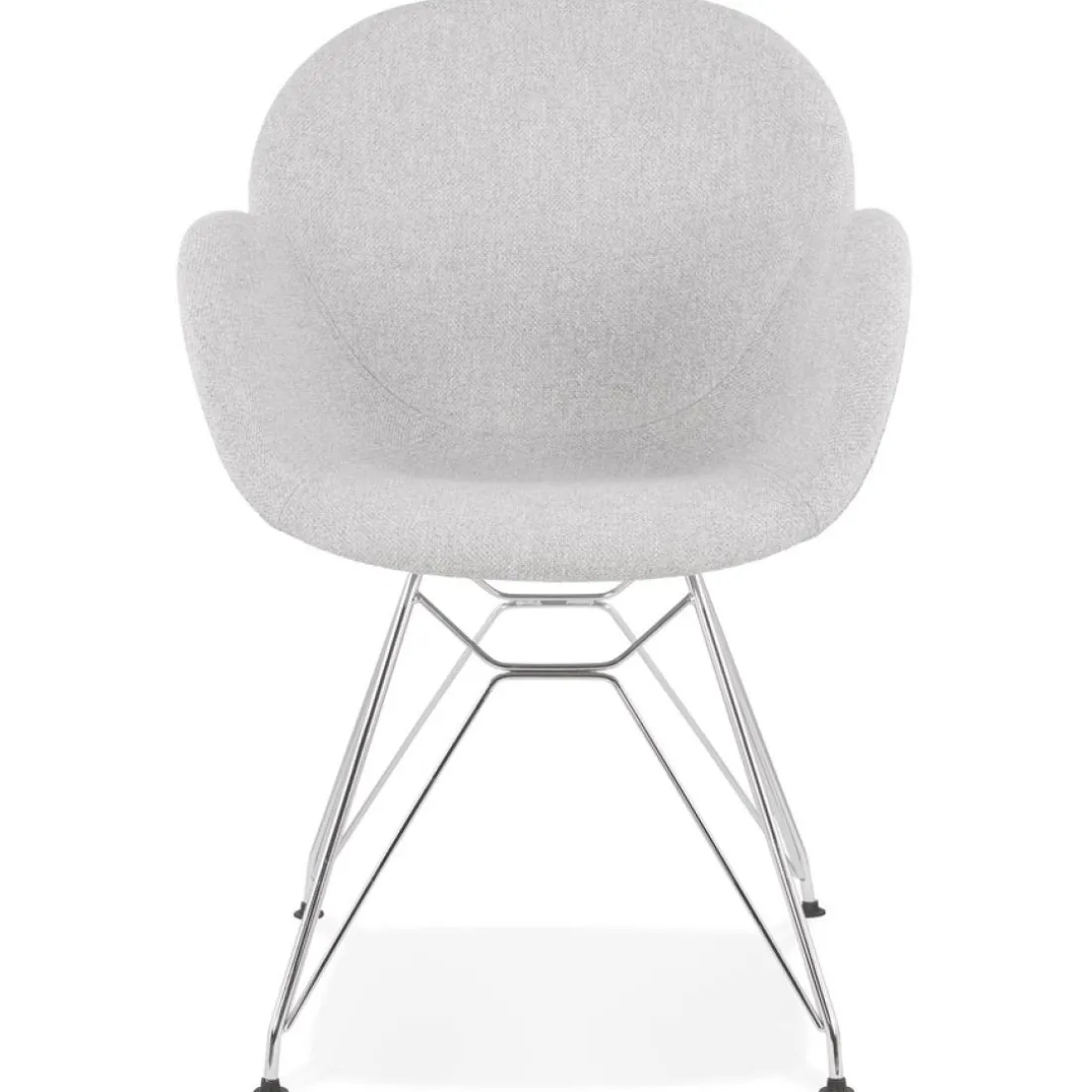 Chaise moderne 'ORIGAMI' en tissu gris clair avec pieds en métal chromé