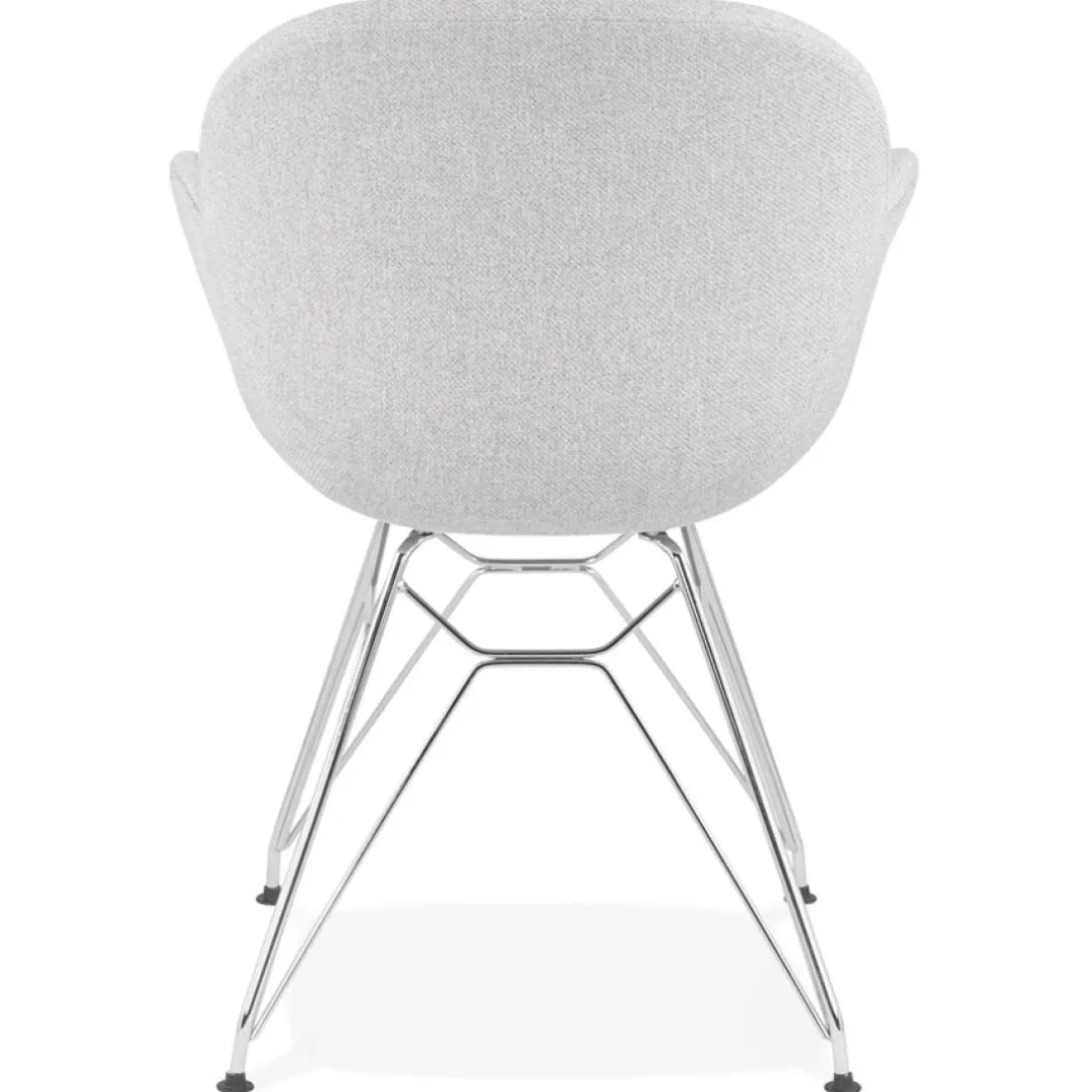 Chaise moderne 'ORIGAMI' en tissu gris clair avec pieds en métal chromé