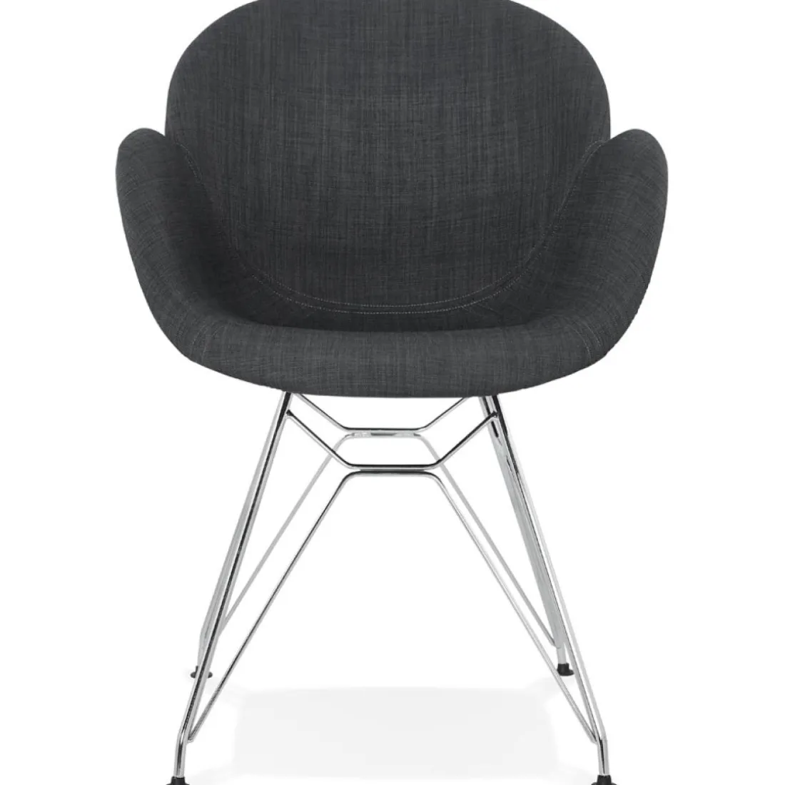 Chaise moderne 'ORIGAMI' en tissu gris foncé avec pieds en métal chromé