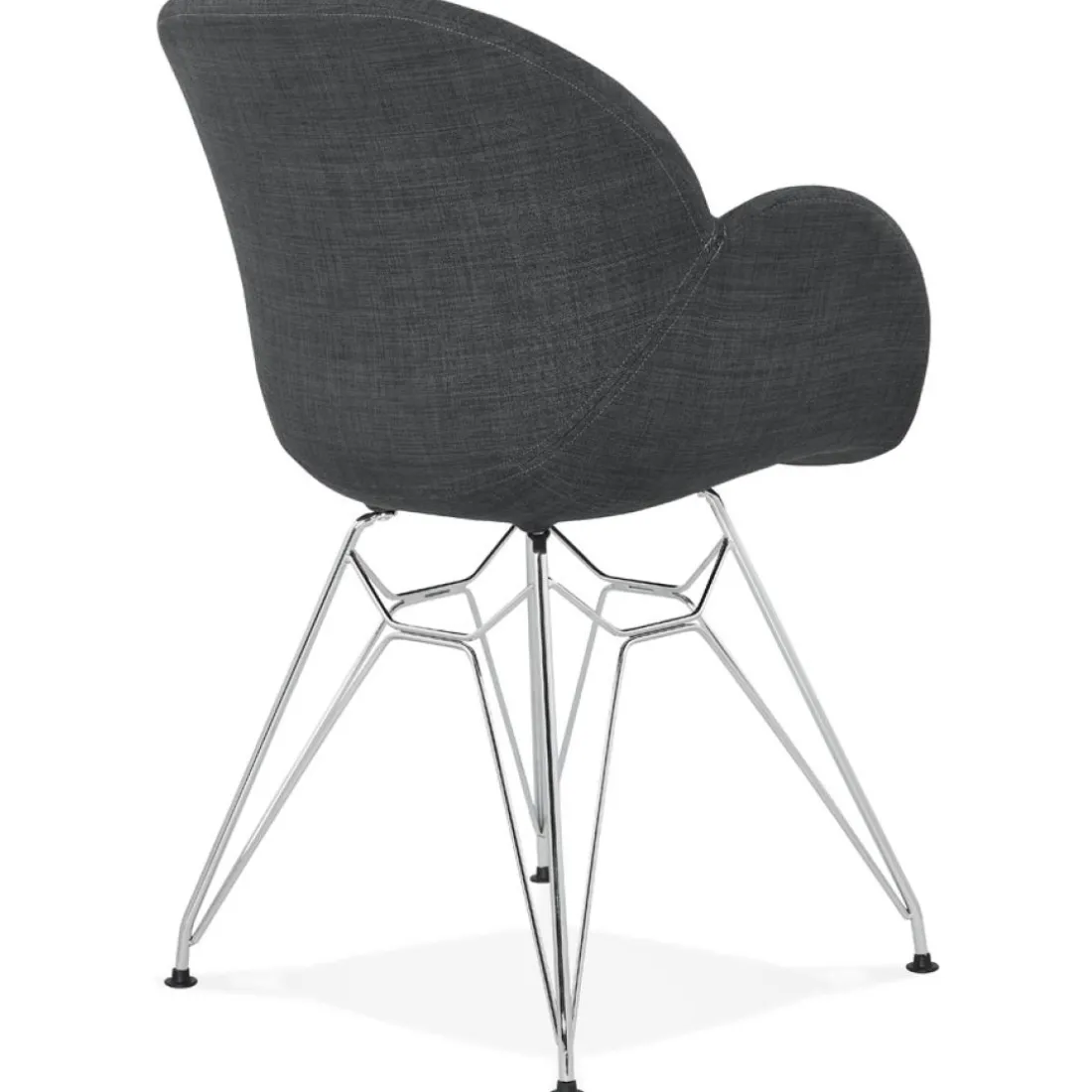 Chaise moderne 'ORIGAMI' en tissu gris foncé avec pieds en métal chromé