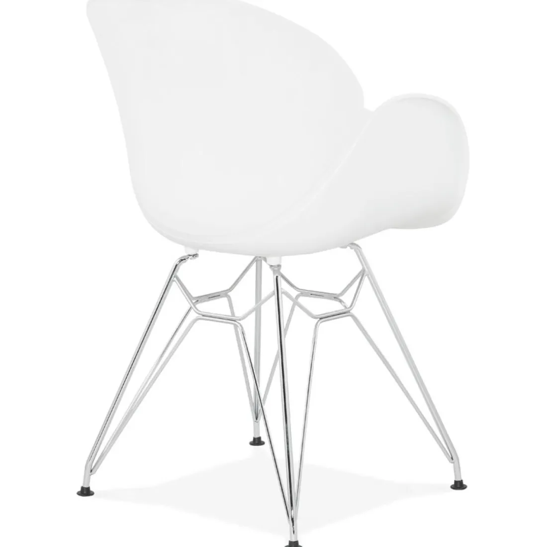Chaise moderne 'UNAMI' blanche en matière plastique avec pieds en métal chromé