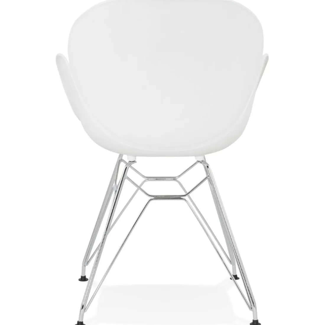 Chaise moderne 'UNAMI' blanche en matière plastique avec pieds en métal chromé