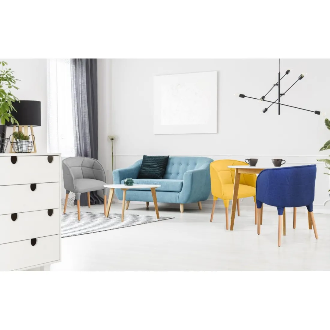 Chaise ou Fauteuil Cielo Tissu Gris Clair