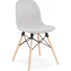 Chaise scandinave 'BIZON' en tissu gris clair
