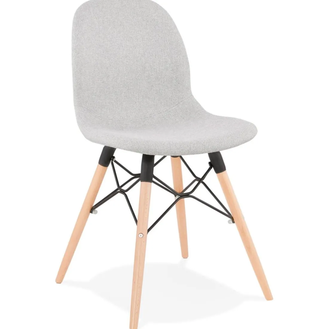 Chaise scandinave 'BIZON' en tissu gris clair