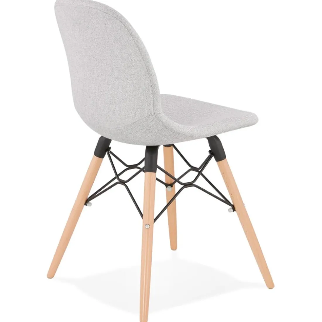 Chaise scandinave 'BIZON' en tissu gris clair