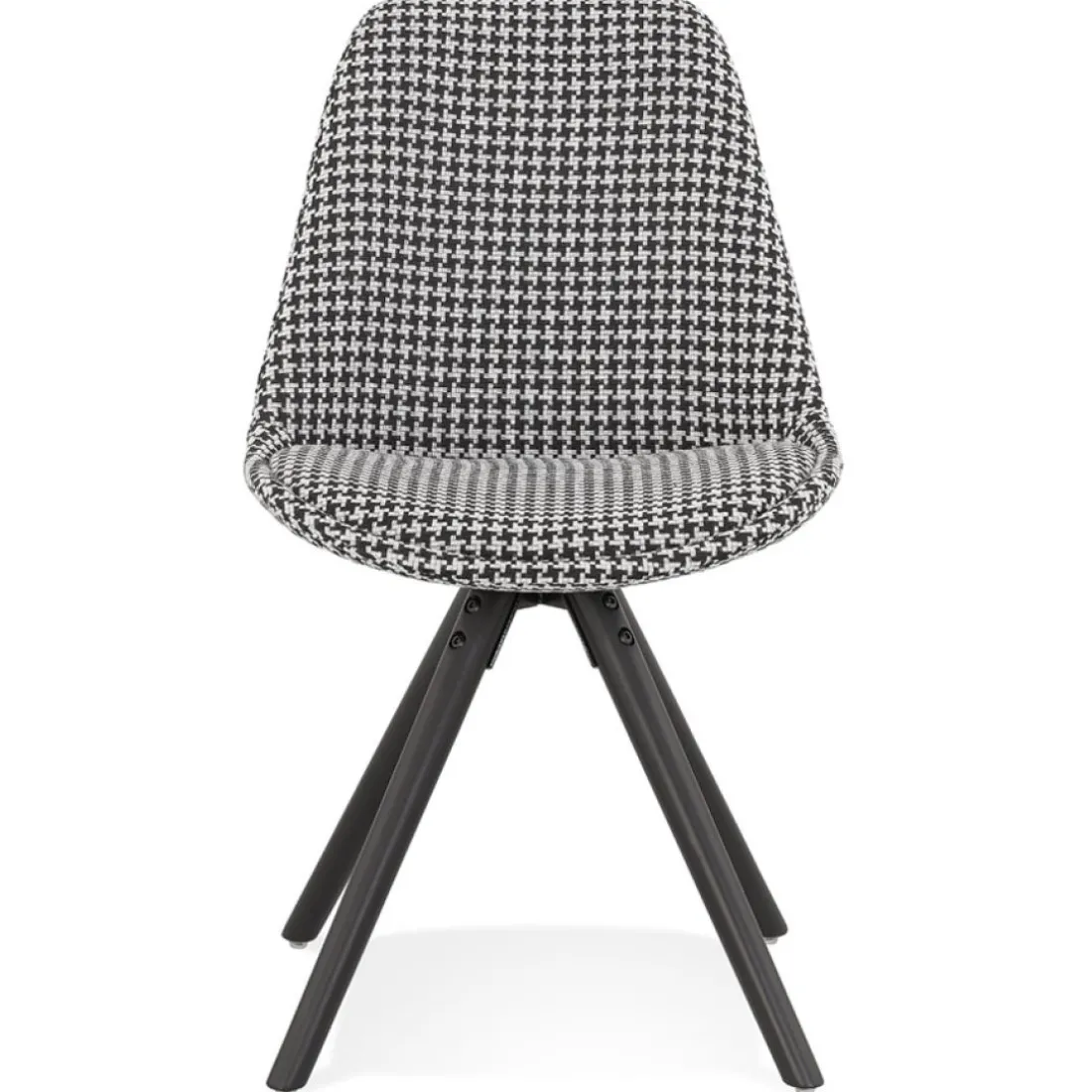 Chaise vintage 'RICKY' en tissu pied de poule et pieds en bois noir