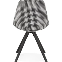 Chaise vintage 'RICKY' en tissu pied de poule et pieds en bois noir