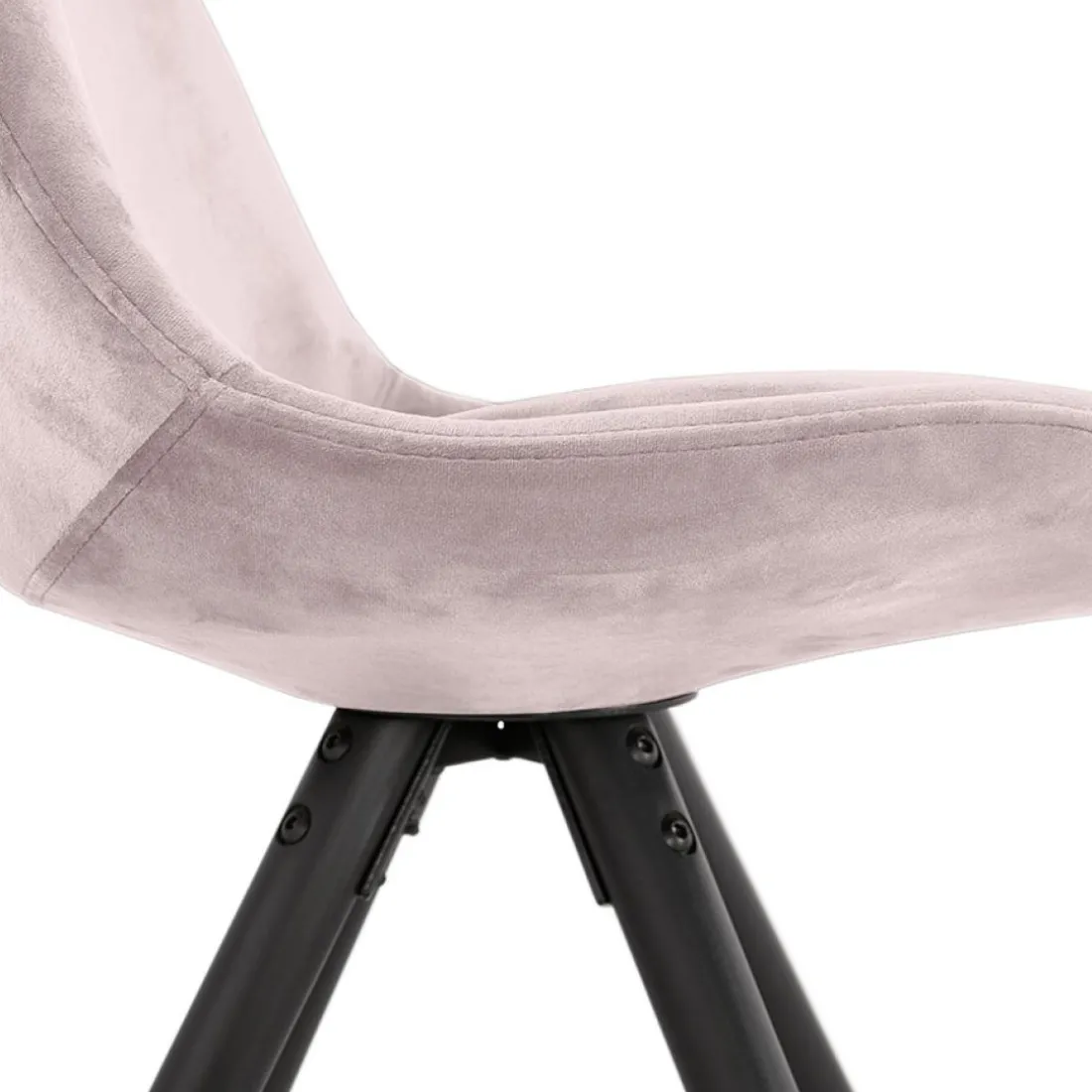 Chaise vintage 'RICKY' en velours rose et pieds en bois noir