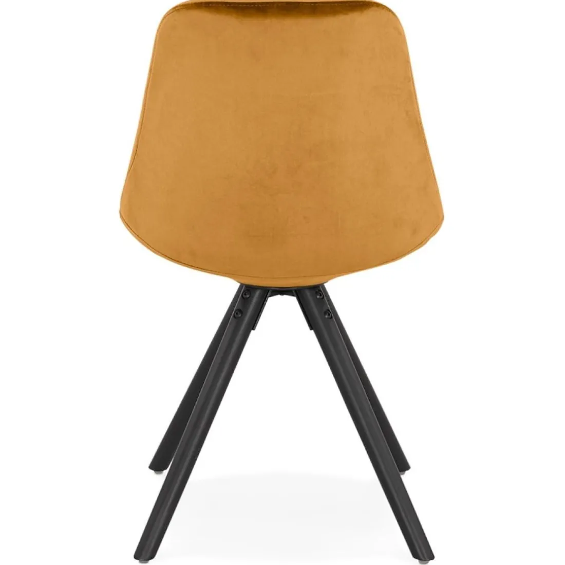 Chaise vintage 'RICKY' en velours moutarde et pieds en bois noir