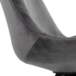 Chaise vintage 'RICKY' en velours gris et pieds en bois noir