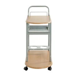 Chariot de cuisine double plateau couleur hètre