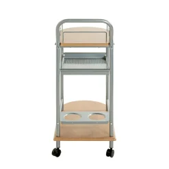 Chariot de cuisine double plateau couleur hètre