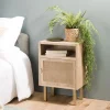 Chevet ALINE 1 Niche 1 Porte Toile De Jute Pieds Métal Doré