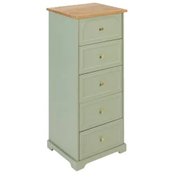 Chiffonnier Mohea Vert céladon 5 tiroirs