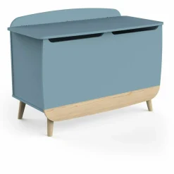 Coffre à jouets avec couvercle FIRMIANA bleu orage et pin naturel