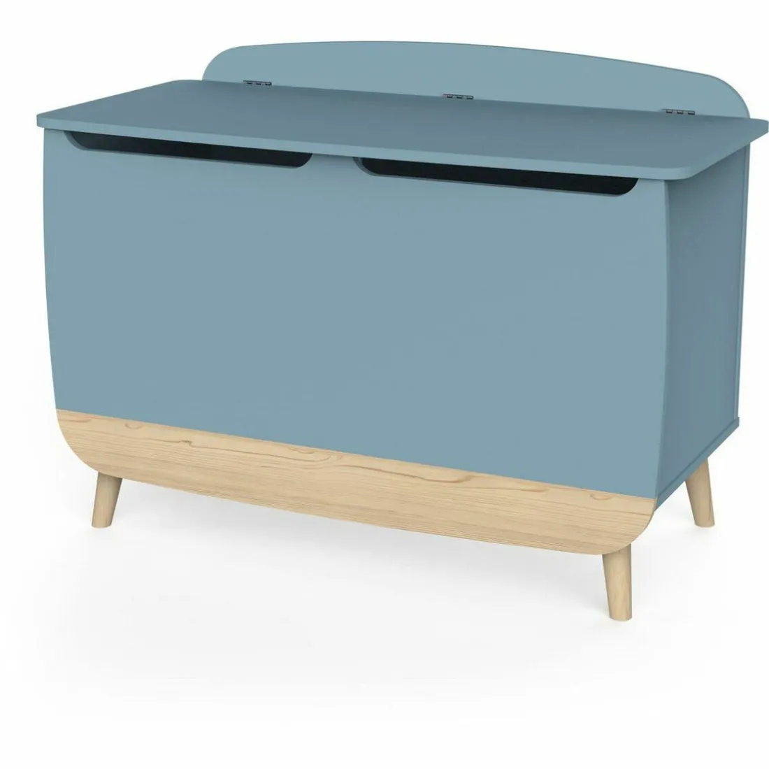 Coffre à jouets avec couvercle FIRMIANA bleu orage et pin naturel