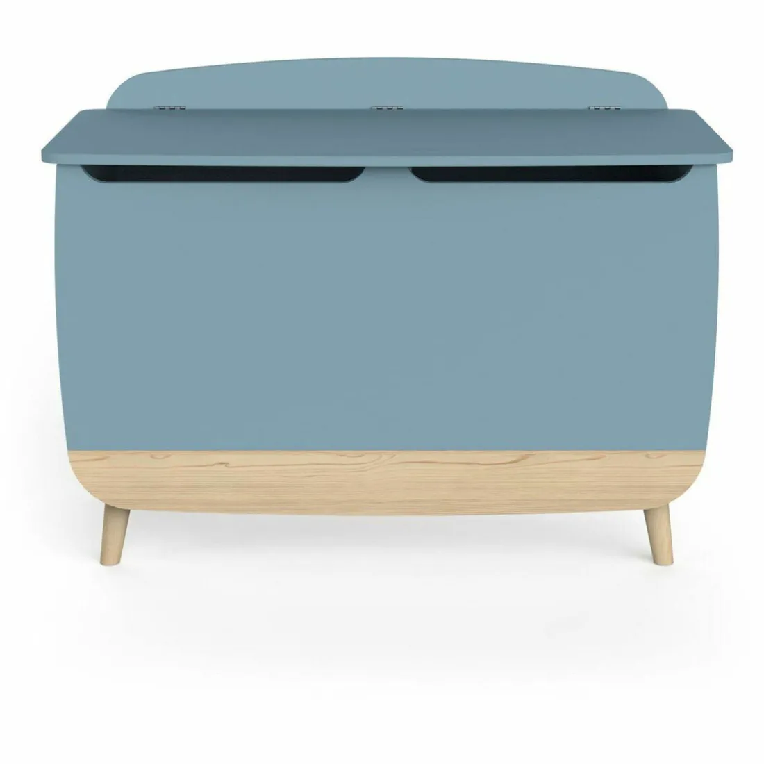 Coffre à jouets avec couvercle FIRMIANA bleu orage et pin naturel