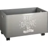 Coffre à jouets gris à roulettes