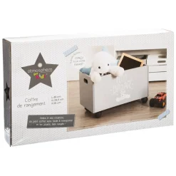 Coffre à jouets gris à roulettes