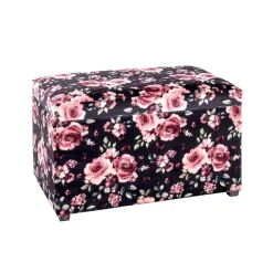 Coffre de rangement assise rembourrée et rabattable velours