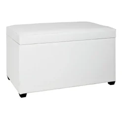 Coffre de rangement blanc en simili cuir