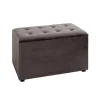 Coffre de rangement en MDF et en velours anthracite